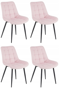 Krzesło BERA - aksamit róż jasny / nogi czarne x 4