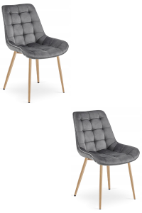 Krzesło BERA - aksamit szary ciemny / nogi dąb x 2