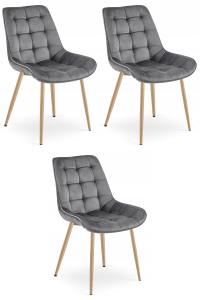 Krzesło BERA - aksamit szary ciemny / nogi dąb x 3