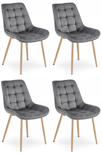 Krzesło BERA - aksamit szary ciemny / nogi dąb x 4