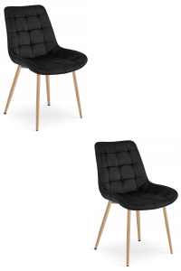 Krzesło BERA - aksamit czarny / nogi dąb x 2