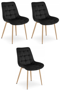 Krzesło BERA - aksamit czarny / nogi dąb x 3
