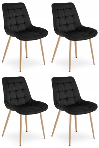 Krzesło BERA - aksamit czarny / nogi dąb x 4