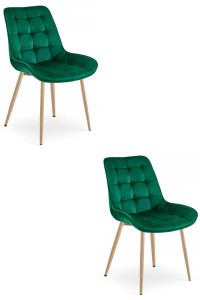 Krzesło BERA - aksamit zieleń / nogi dąb x 2