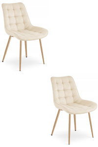 Krzesło BERA - aksamit beż jasny / nogi dąb x 2