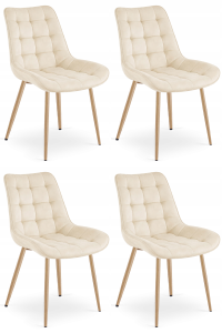 Krzesło BERA - aksamit beż jasny / nogi dąb x 4