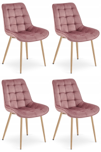 Krzesło BERA - aksamit róż ciemny / nogi dąb x 4