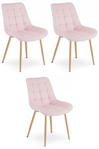 Krzesło BERA - aksamit róż jasny / nogi dąb x 3