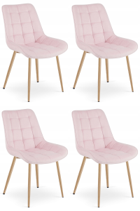Krzesło BERA - aksamit róż jasny / nogi dąb x 4