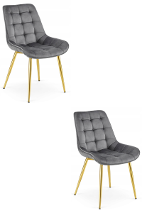 Krzesło BERA - aksamit szary ciemny / nogi złote x 2