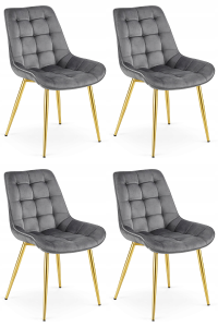 Krzesło BERA - aksamit szary ciemny / nogi złote x 4