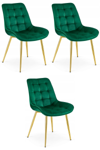 Krzesło BERA - aksamit zieleń / nogi złote x 3