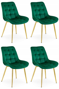 Krzesło BERA - aksamit zieleń / nogi złote x 4