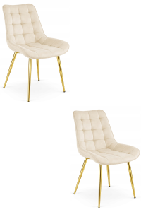Krzesło BERA - aksamit beż jasny / nogi złote x 2