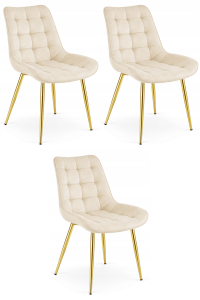 Krzesło BERA - aksamit beż jasny / nogi złote x 3