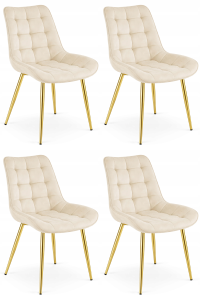Krzesło BERA - aksamit beż jasny / nogi złote x 4