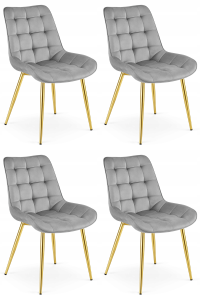 Krzesło BERA - aksamit szary jasny / nogi złote x 4