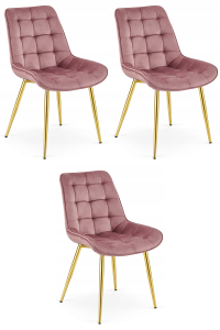 Krzesło BERA - aksamit róż ciemny / nogi złote x 3