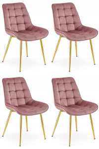 Krzesło BERA - aksamit róż ciemny / nogi złote x 4