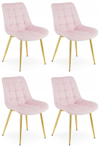 Krzesło BERA - aksamit róż jasny / nogi złote x 4