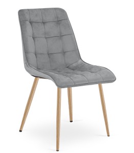Krzesło SPLIT - aksamit szary jasny / nogi dąb x 1