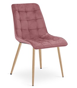 Krzesło SPLIT - aksamit róż ciemny / nogi dąb x 1