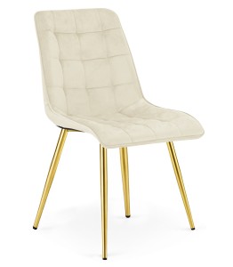 Krzesło SPLIT - aksamit beż jasny / nogi złote x 1