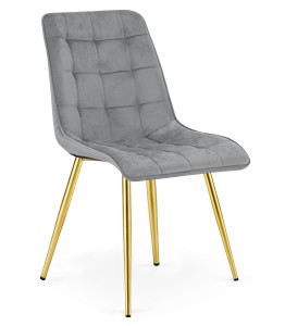 Krzesło SPLIT - aksamit szary jasny / nogi złote x 1