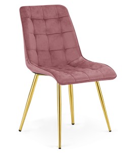 Krzesło SPLIT - aksamit róż ciemny / nogi złote x 1