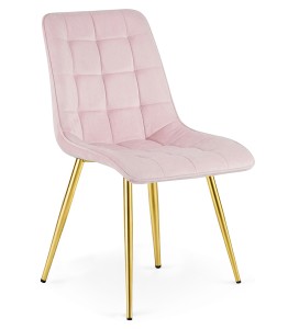 Krzesło SPLIT - aksamit róż jasny / nogi złote x 1