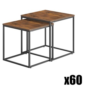 Paleta 60 szt. - Stolik kawowy kwadrat 2szt - rustykalny / nogi czarne