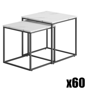 Paleta 60 szt. - Stolik kawowy kwadrat 2szt - marmur / nogi czarne