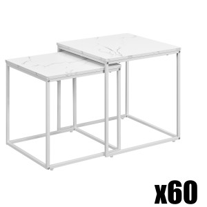 Paleta 60 szt. - Stolik kawowy kwadrat 2szt - marmur / nogi białe