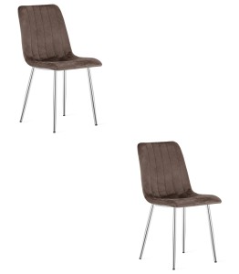Krzesło LAVA - aksamit brąz ciemny / nogi chrom x 2