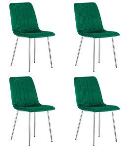 Krzesło LAVA - aksamit zieleń / nogi chrom x 4