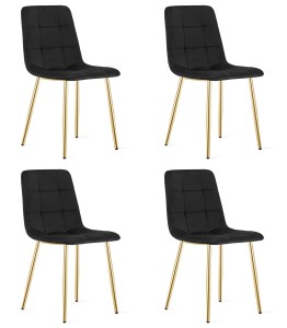 Krzesło KARA - aksamit czarny / nogi złote x 4