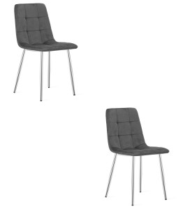 Krzesło KARA - aksamit szary ciemny / nogi chrom x 2
