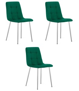 Krzesło KARA - aksamit zieleń / nogi chrom x 3