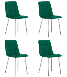 Krzesło KARA - aksamit zieleń / nogi chrom x 4