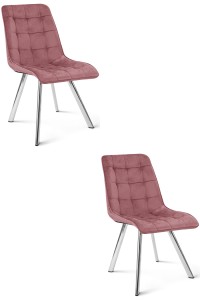 Krzesło CIEZA - aksamit róż ciemny / nogi chrom x 2