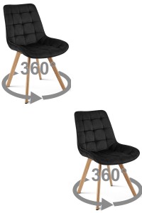 Krzesło SORIA 360 - aksamit czarny / nogi dąb x 2