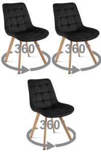 Krzesło SORIA 360 - aksamit czarny / nogi dąb x 3