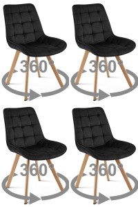 Krzesło SORIA 360 - aksamit czarny / nogi dąb x 4