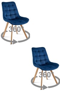 Krzesło SORIA 360 - aksamit granat / nogi dąb x 2