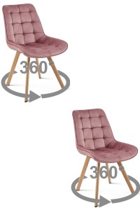 Krzesło SORIA 360 - aksamit róż ciemny / nogi dąb x 2