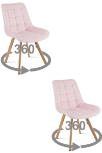 Krzesło SORIA 360 - aksamit róż jasny / nogi dąb x 2