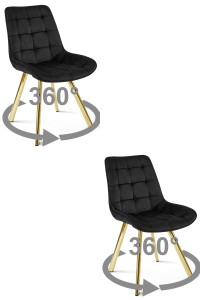 Krzesło SORIA 360 - aksamit czarny / nogi złote x 2