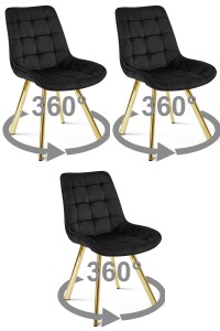 Krzesło SORIA 360 - aksamit czarny / nogi złote x 3