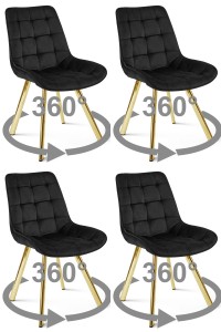 Krzesło SORIA 360 - aksamit czarny / nogi złote x 4