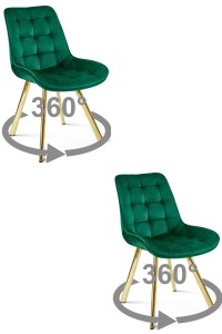 Krzesło SORIA 360 - aksamit zieleń / nogi złote x 2